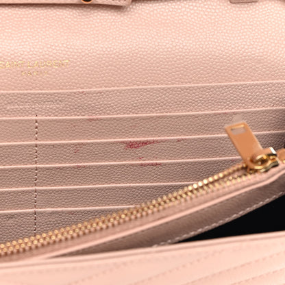Saint Laurent Grain De Poudre Matelasse Chevron Monogram Chain Wallet Nude Powder 11 of 13