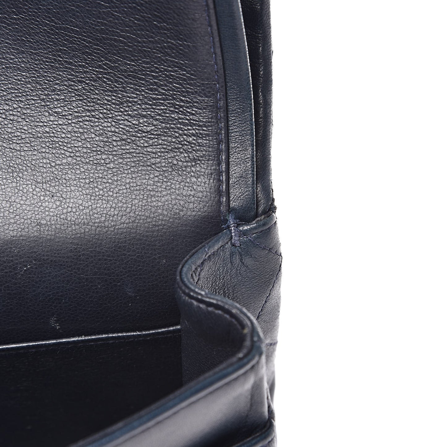 Lambskin Quilted Medium Double Flap Navy