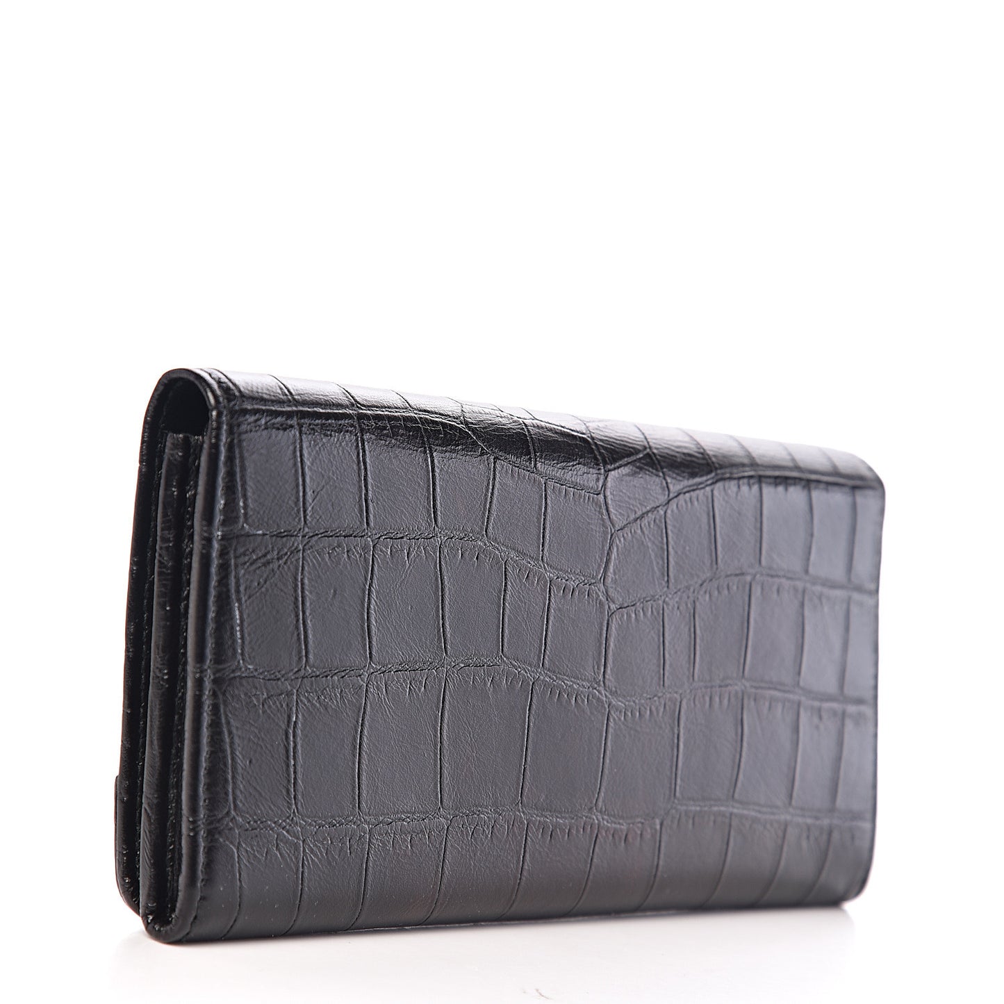 Calfskin Crocodile Classic Hardware Embossed Money Wallet Black