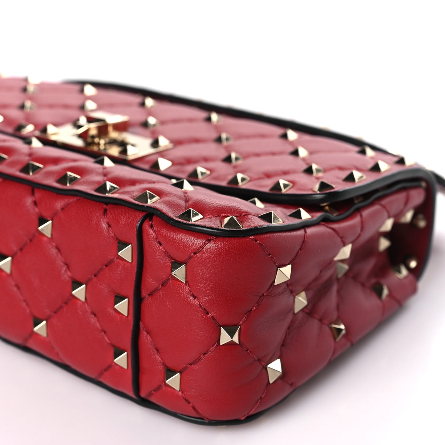 Nappa Small Rockstud Spike Shoulder Bag Rosso Valentino