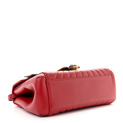 Gucci Calfskin Bamboo Trapuntata Queen Margaret Top Handle Bag Hibiscus Red 4 of 12