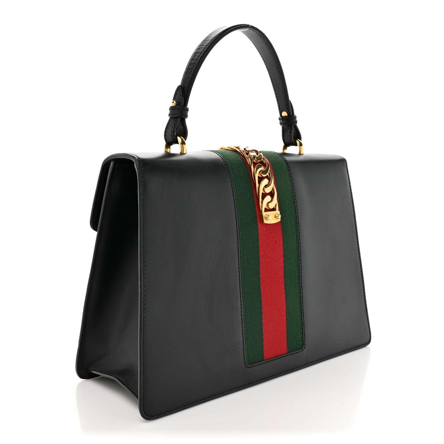 Calfskin Medium Sylvie Top Handle Bag Black