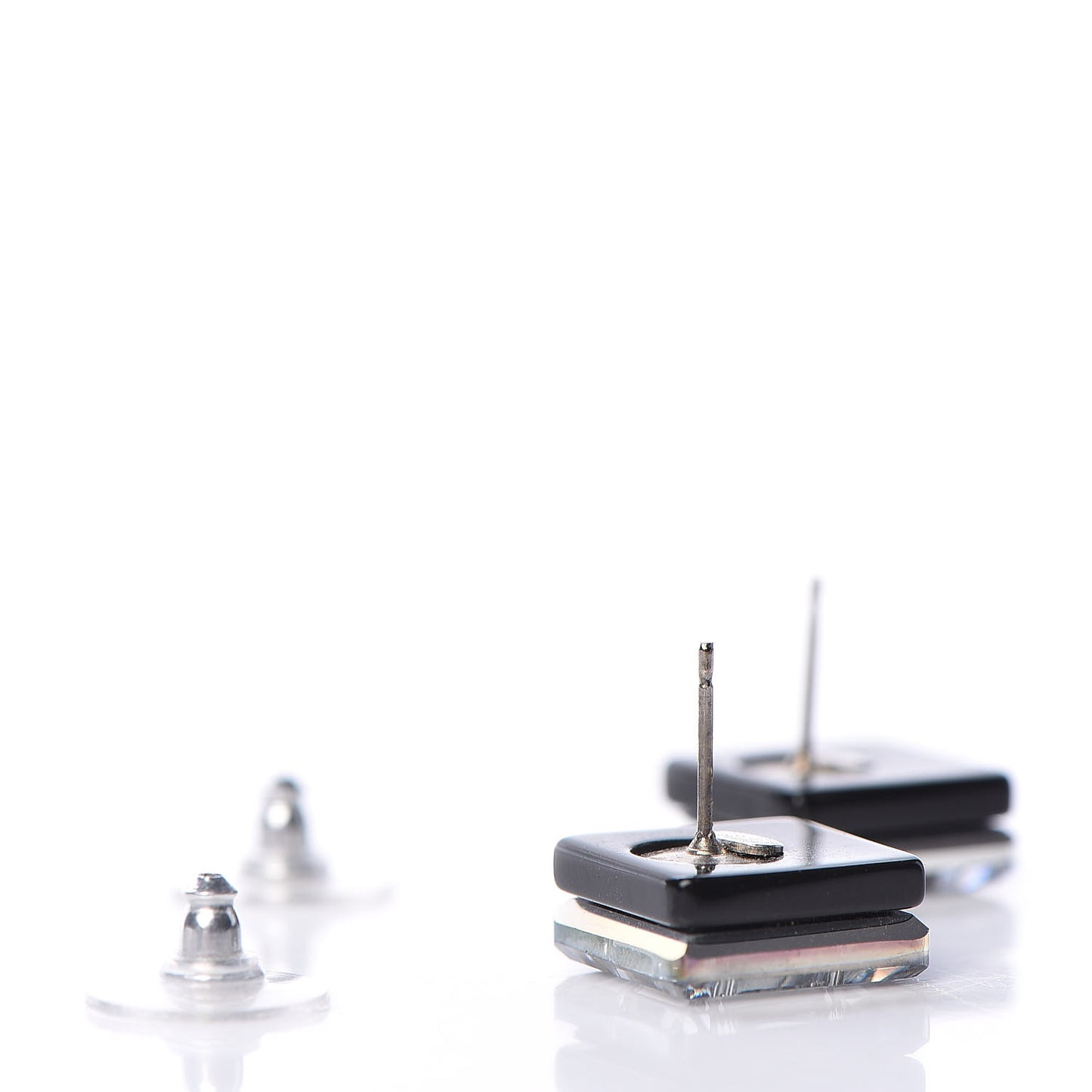 Crystal CC Square Charm Earrings Black