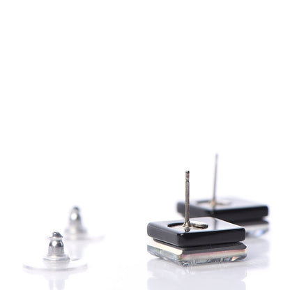 Chanel Crystal CC Square Charm Earrings Black 4 of 4