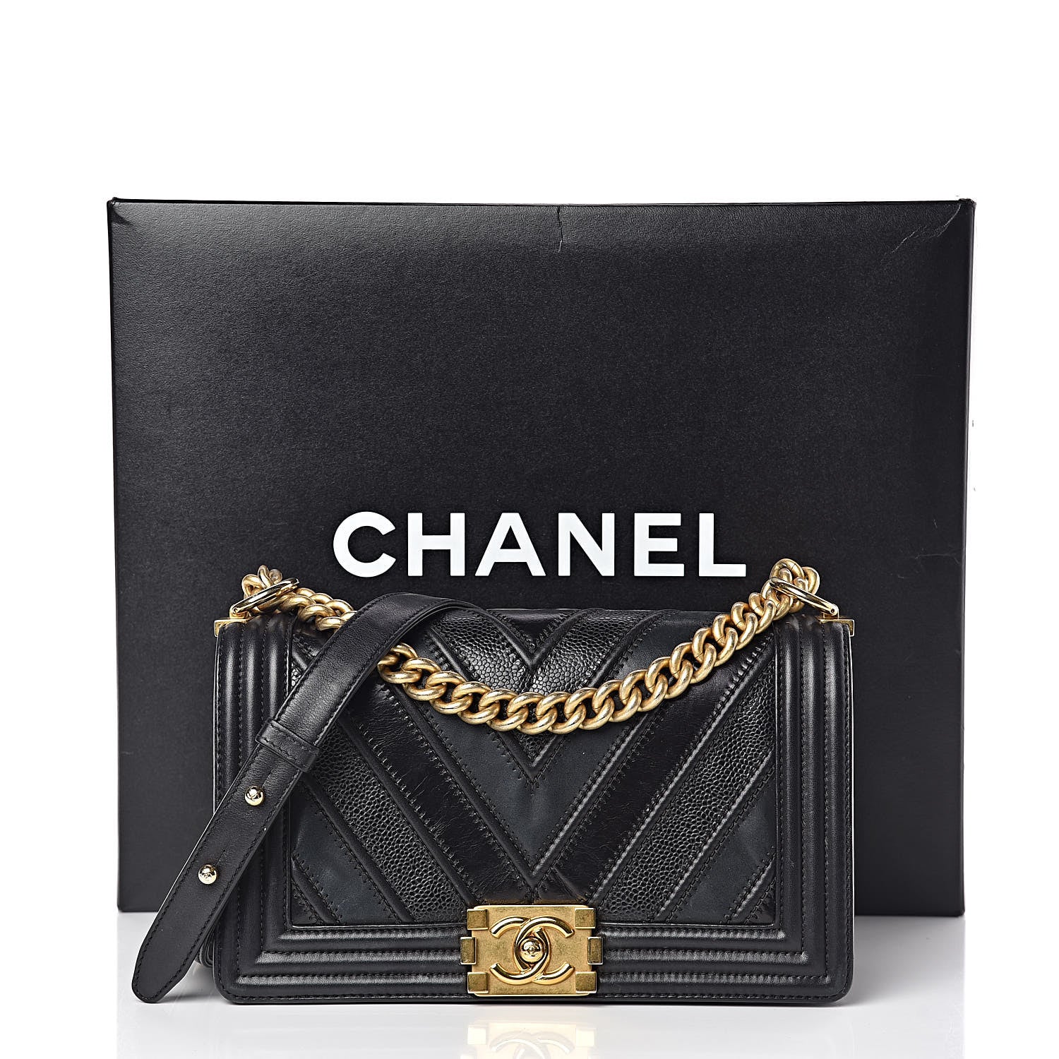 Chanel Caviar Suede Calfskin Chevron Medium Boy Flap Black 16 of 16