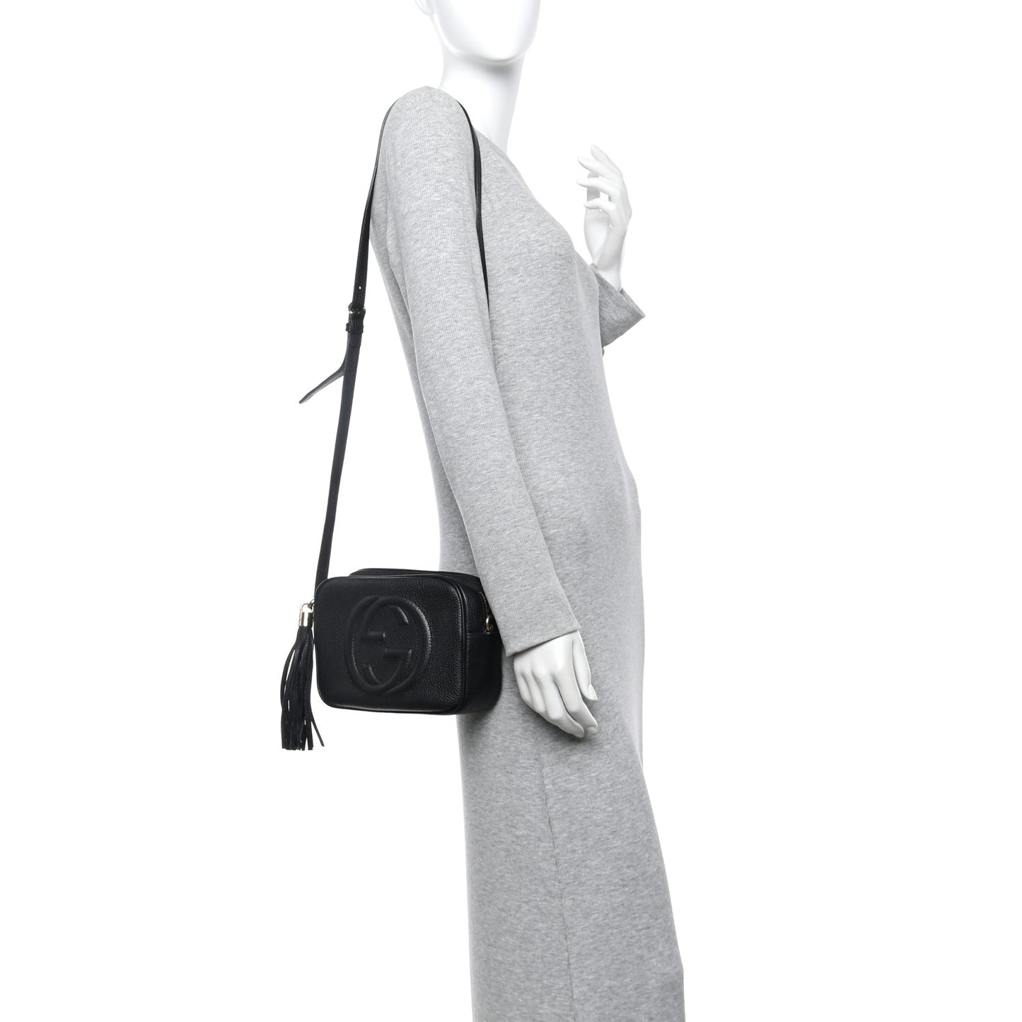 Pebbled Calfskin Small Soho Disco Bag Black