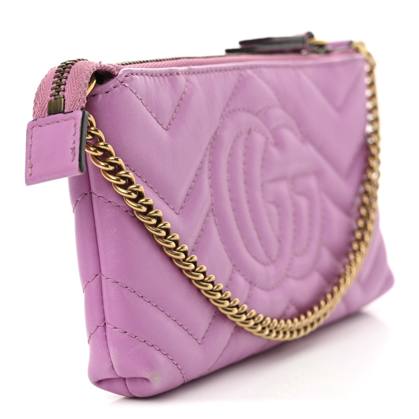Calfskin Matelasse Mini GG Marmont Chain Bag Candy Mousse