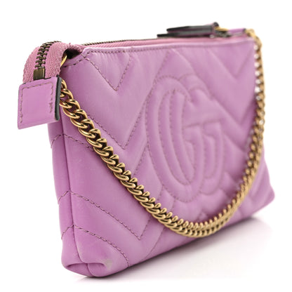 Gucci Calfskin Matelasse Mini GG Marmont Chain Bag Candy Mousse 3 of 14