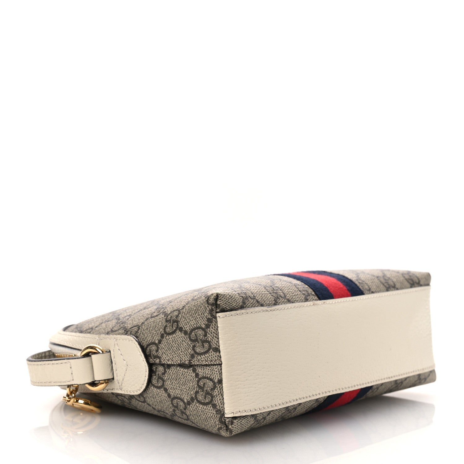 Gucci GG Supreme Monogram Textured Dollar Calfskin Web Small Ophidia Dome Shoulder Bag Beige Ebony Mystic White 4 of 10