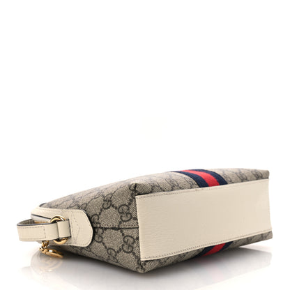 Gucci GG Supreme Monogram Textured Dollar Calfskin Web Small Ophidia Dome Shoulder Bag Beige Ebony Mystic White 4 of 10