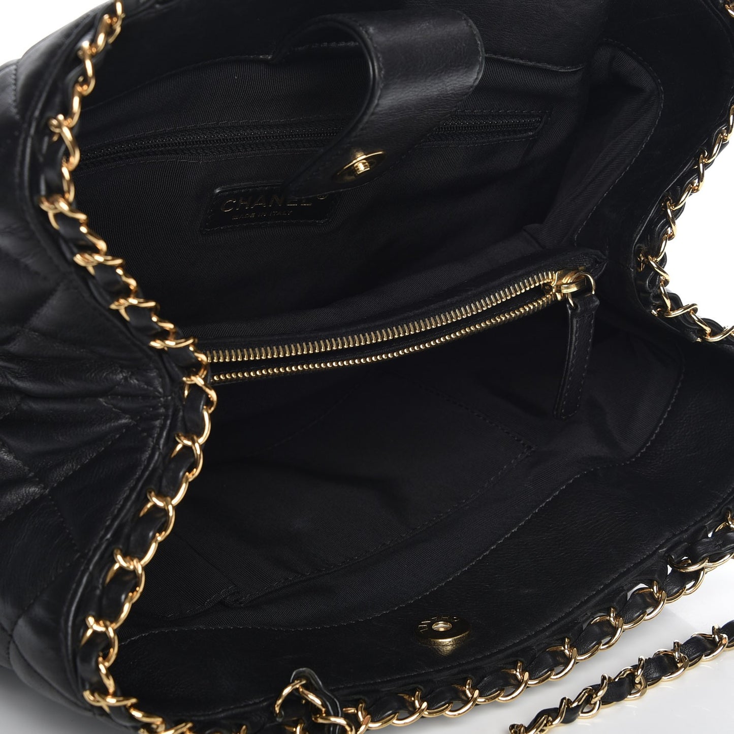 Calfskin Quilted Small Chain Me Tote Black