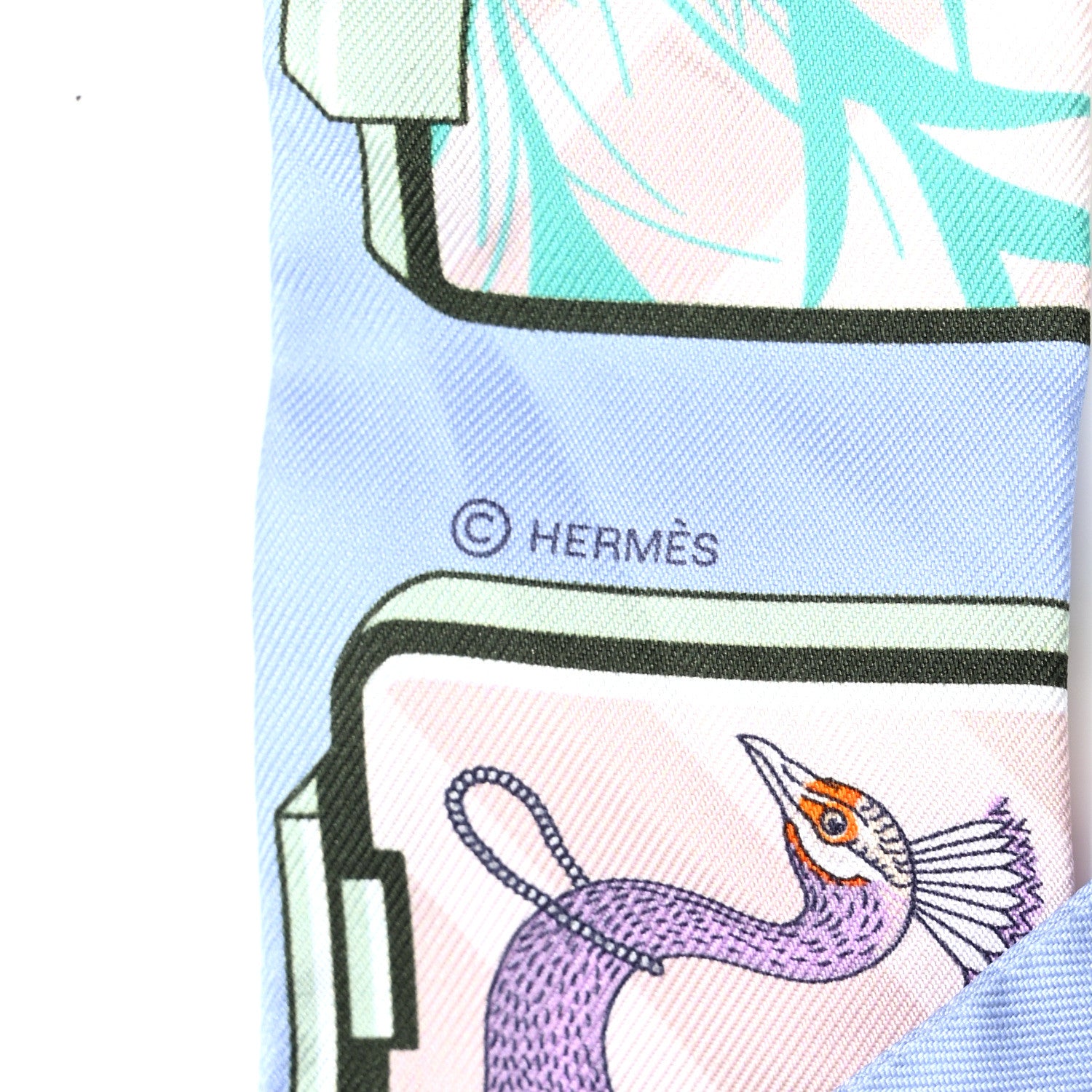 Hermes Silk Story Twilly Blue Pale Rose Vert 3 of 4