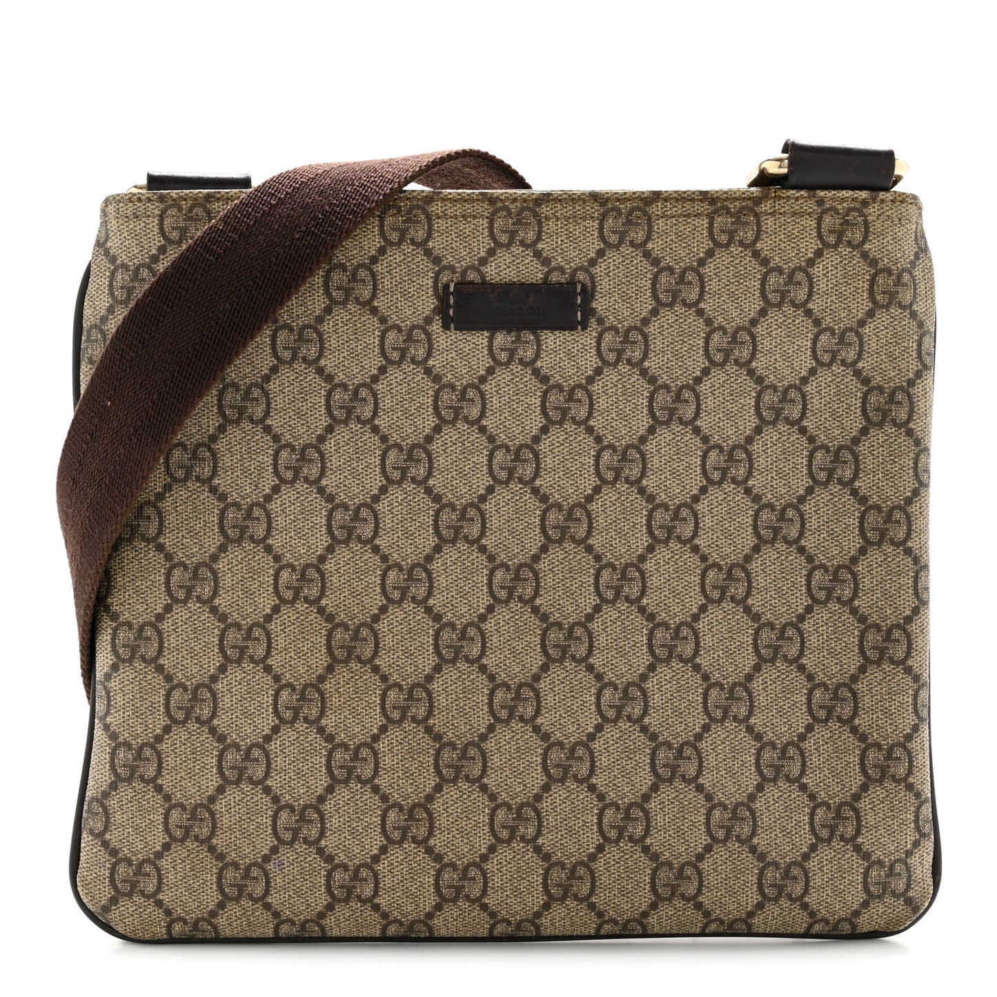 GG Supreme Monogram Small Flat Messenger Bag Dark Brown