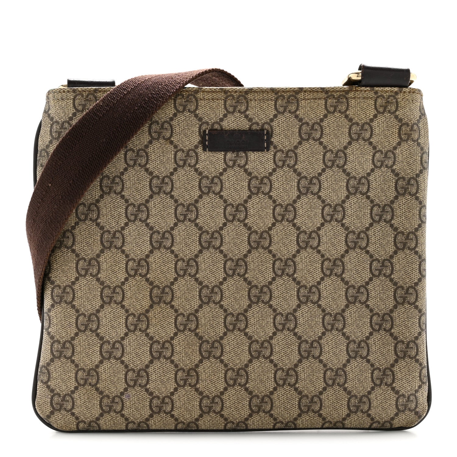 Gucci GG Supreme Monogram Small Flat Messenger Bag Dark Brown 1 of 13