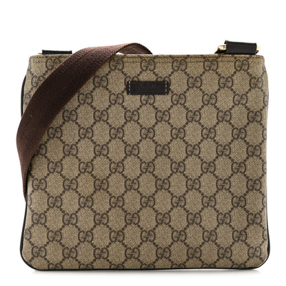 Gucci GG Supreme Monogram Small Flat Messenger Bag Dark Brown 1 of 13