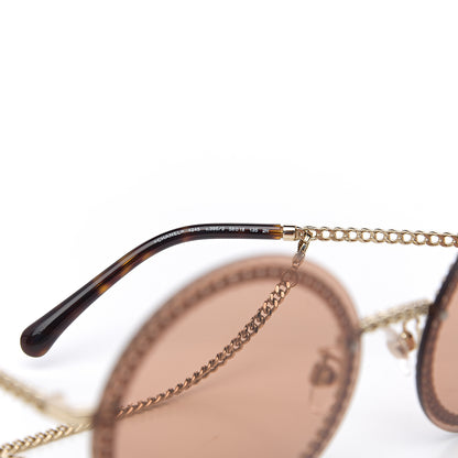 Chanel Chain Round Sunglasses 4245 Brown Gold 5 of 8