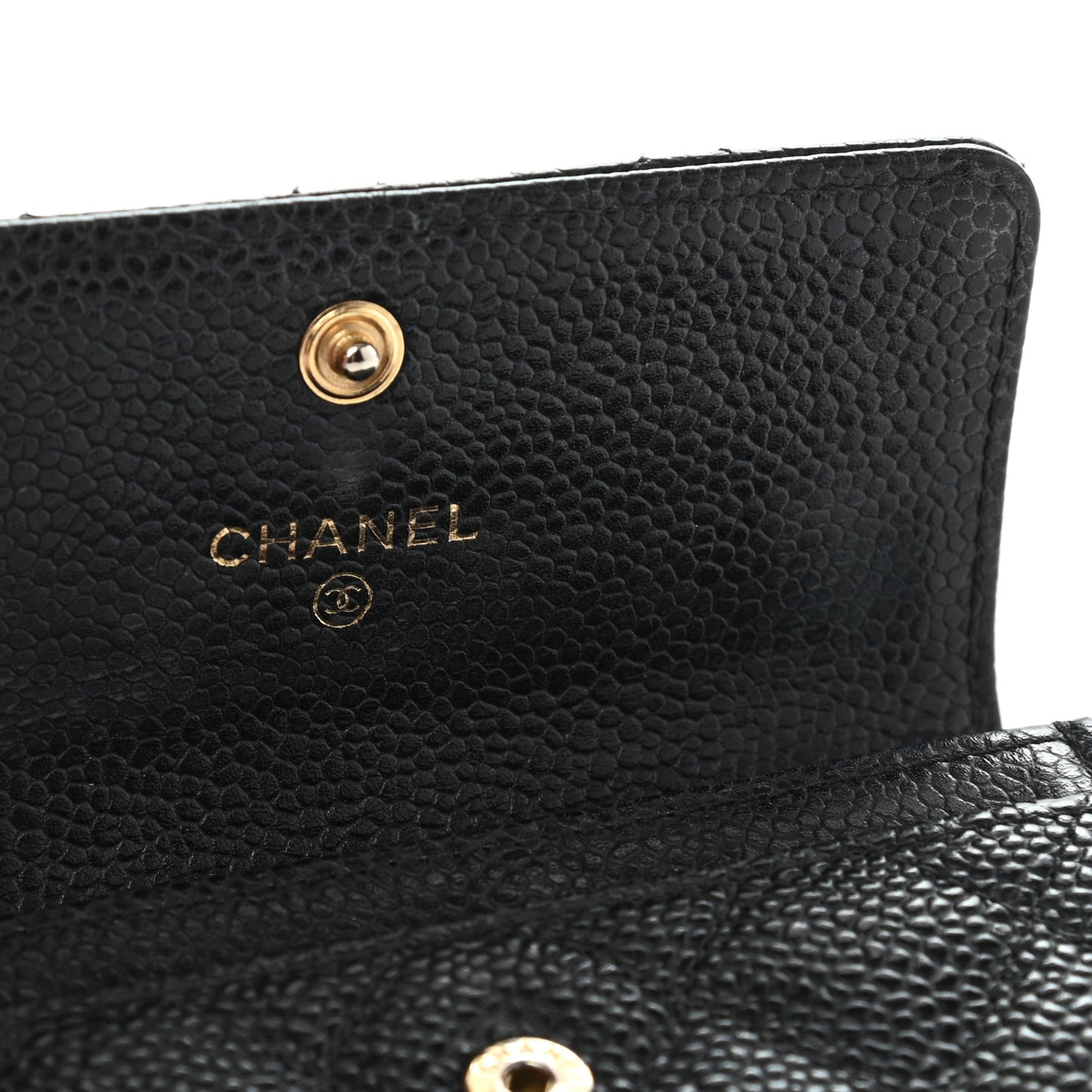 Caviar Quilted Flap Card Holder Black