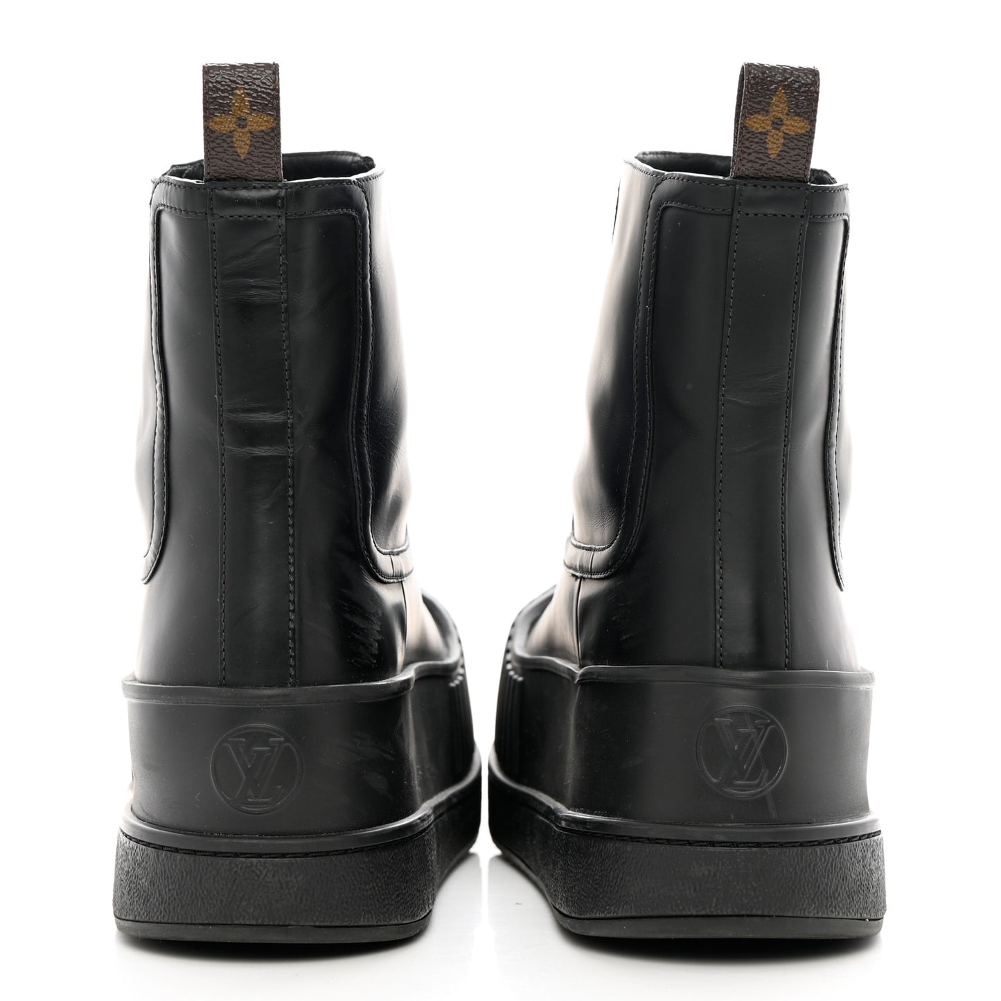 Calfskin Polar Flat Ankle Boots 39 Black