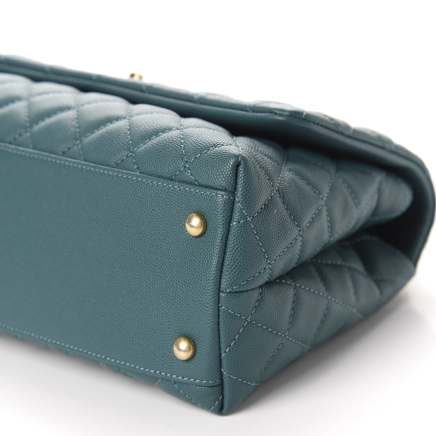 Caviar Quilted Small Coco Handle Flap Dark Turquoise