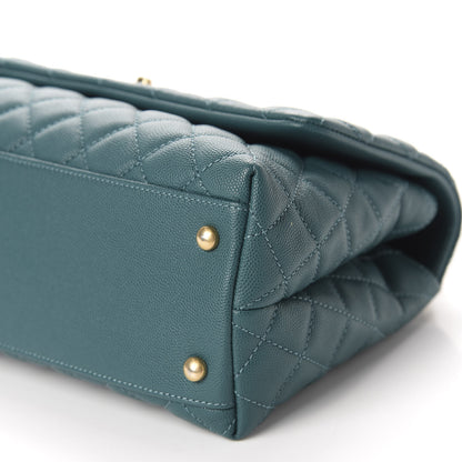 Chanel Caviar Quilted Small Coco Handle Flap Dark Turquoise 7 of 10