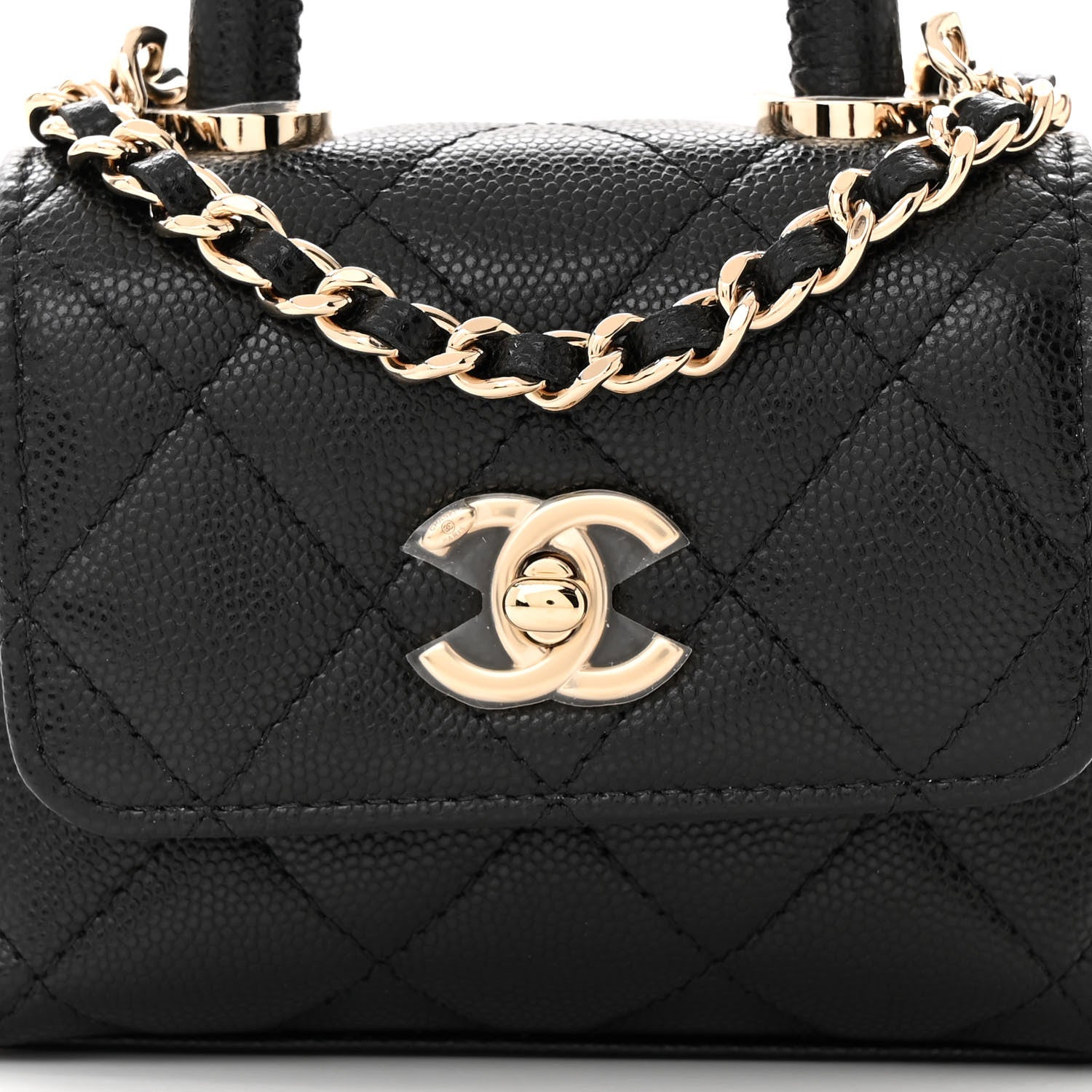 Chanel Caviar Quilted Nano Coco Handle Clutch With Chain Black 8 of 11