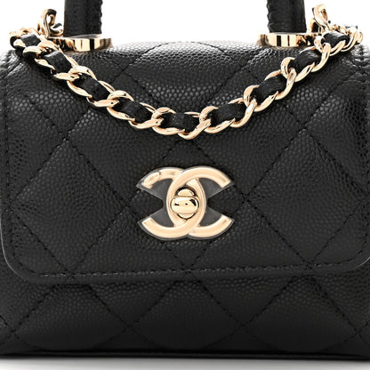 Chanel Caviar Quilted Nano Coco Handle Clutch With Chain Black 8 of 11