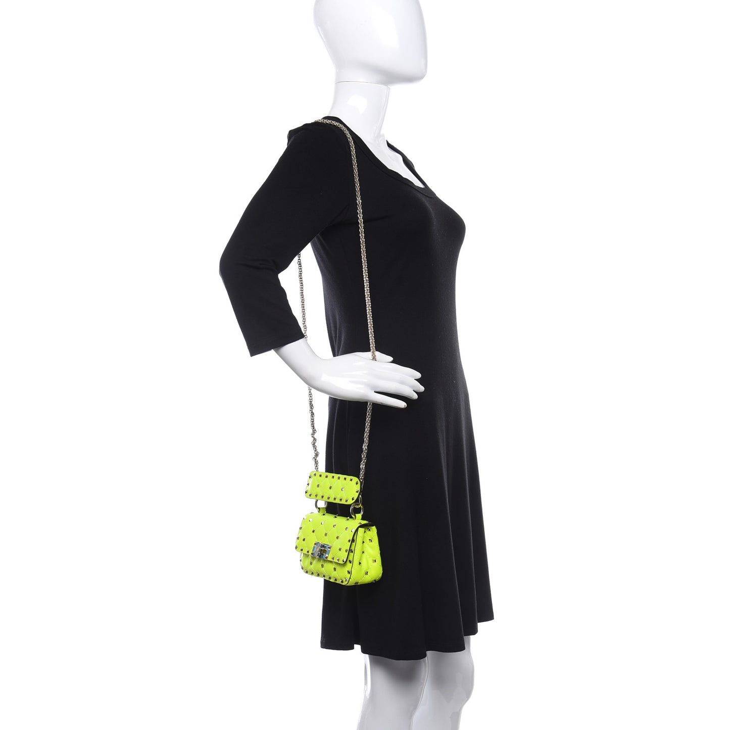 Calfskin Micro Rockstud Spike Shoulder Bag Lime