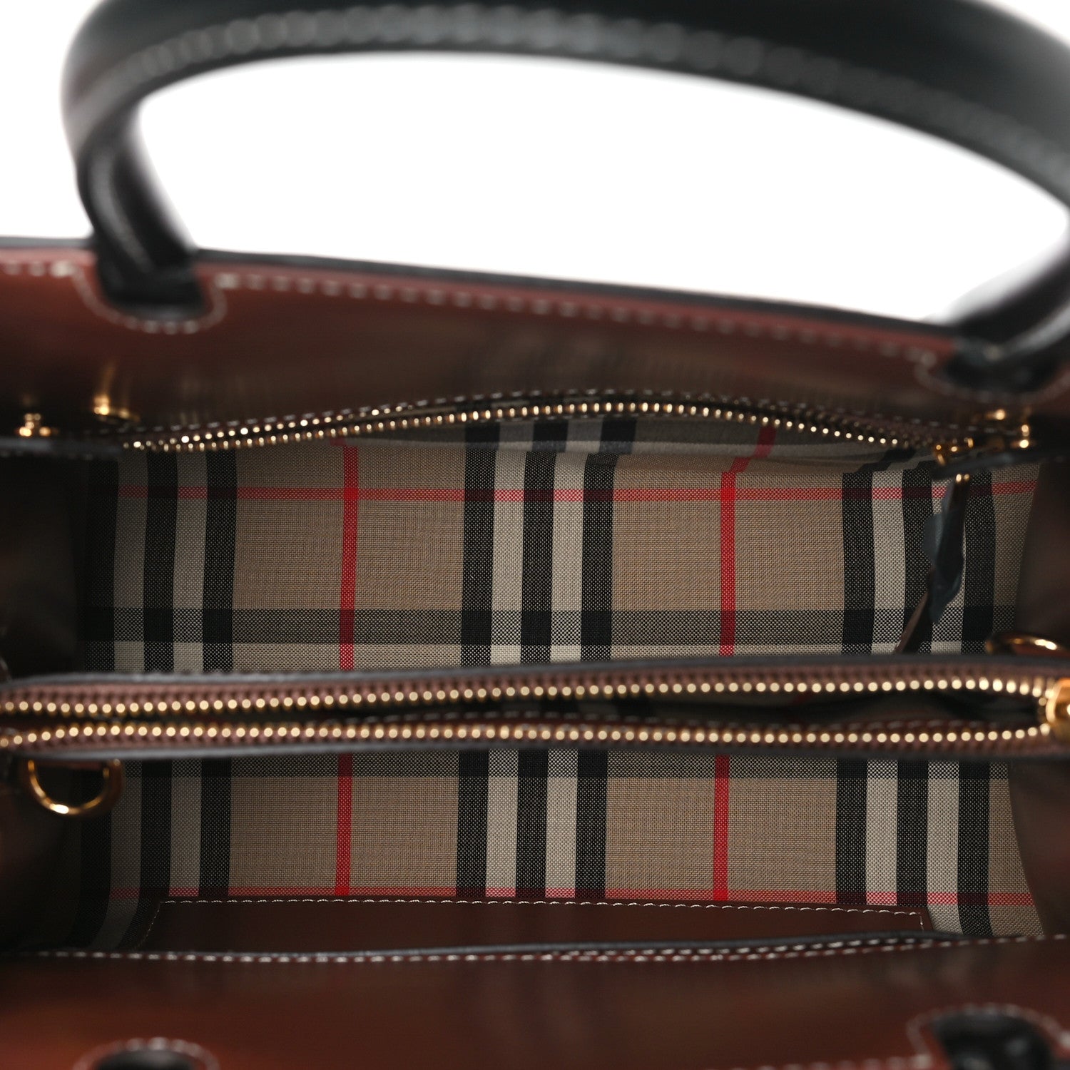 Burberry Calfskin Vintage Check Mini Two Handle Title Bag Black 5 of 10