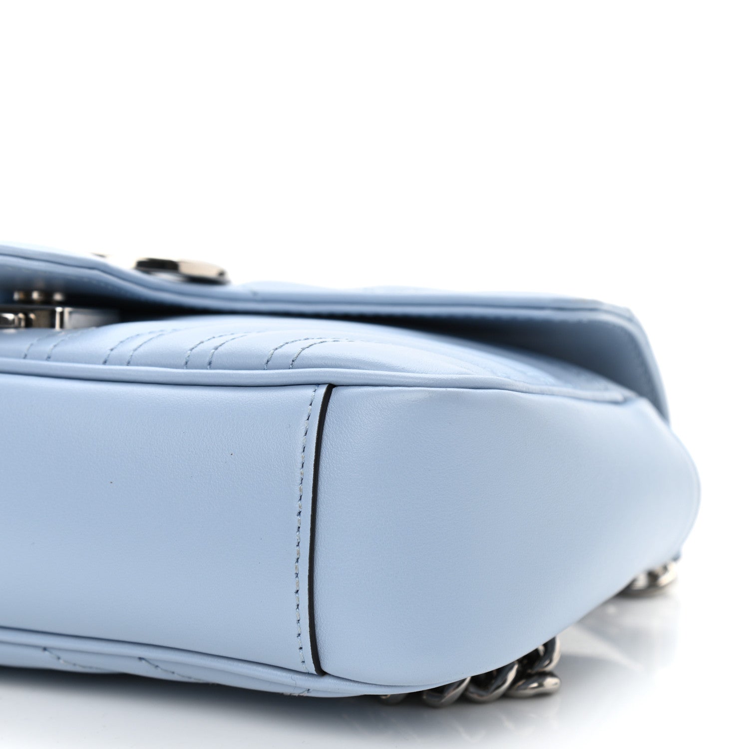 Gucci Calfskin Matelasse Mini GG Marmont Shoulder Bag Porcelain Light Blue 10 of 13