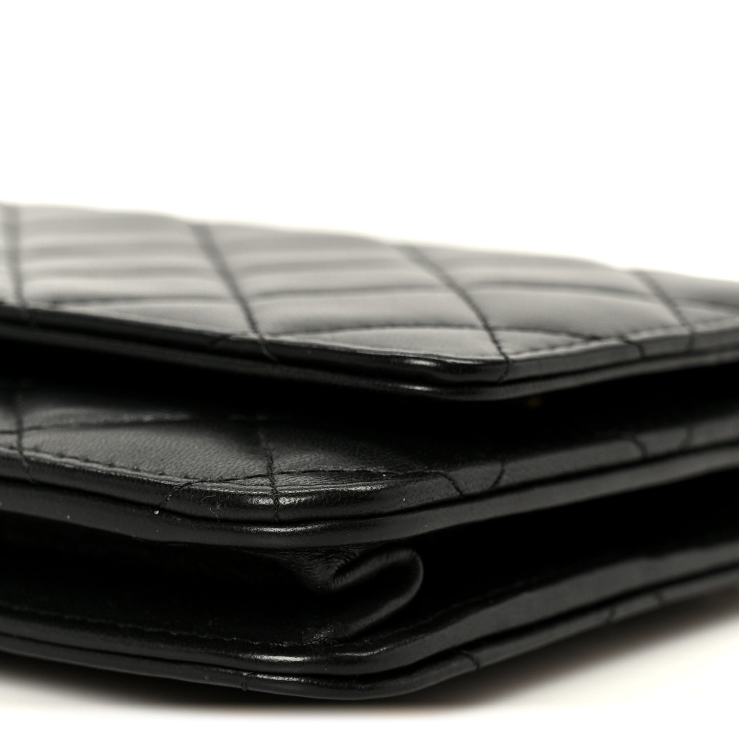 Lambskin Quilted Wallet On Chain WOC Black