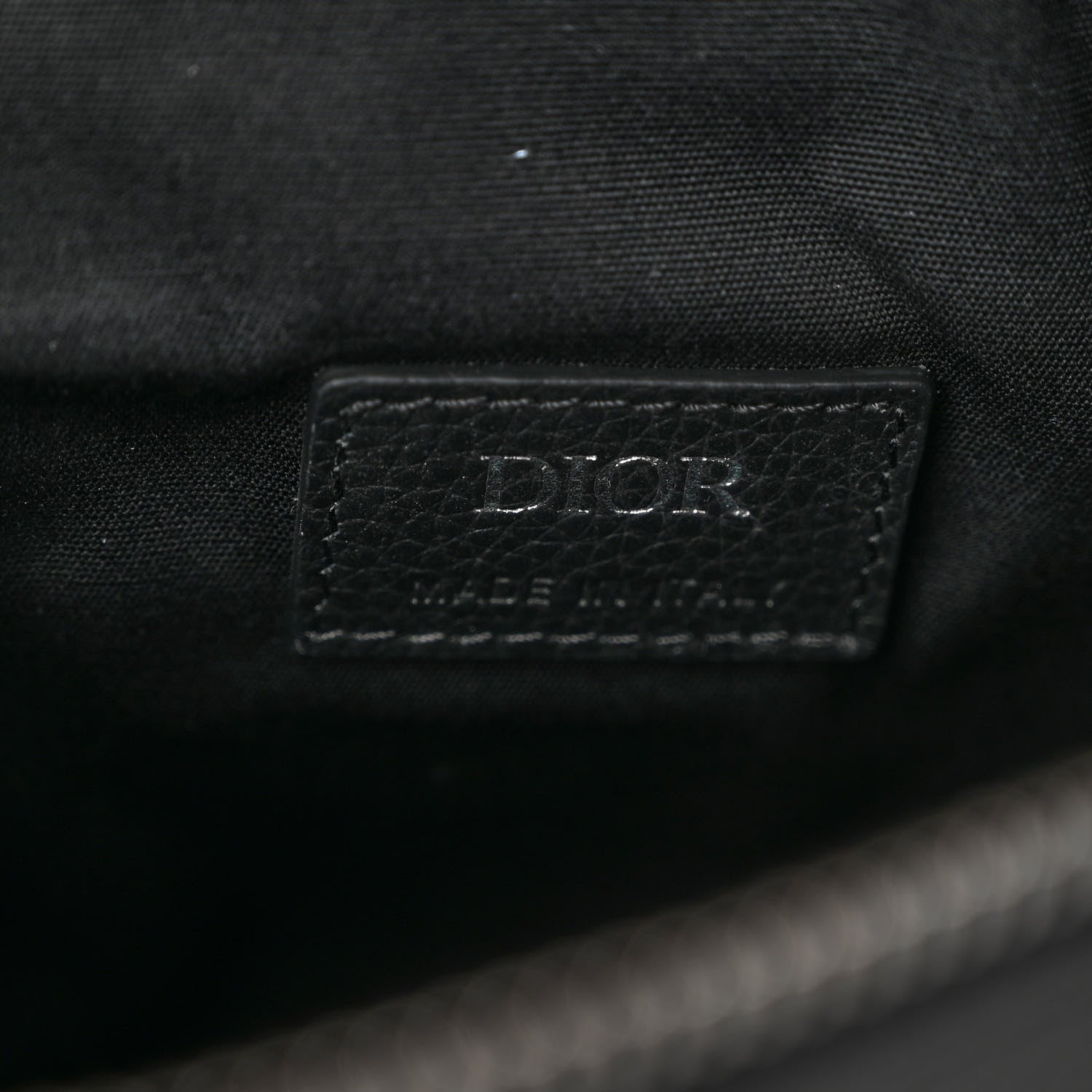 Christian Dior Grained Calfskin Logo Embroidered Saddle Messenger Bag Black 6 of 10