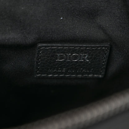Christian Dior Grained Calfskin Logo Embroidered Saddle Messenger Bag Black 6 of 10
