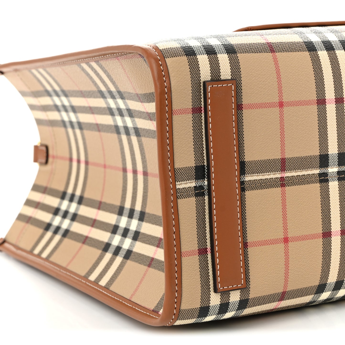 Canvas Vintage Check Calfskin Medium Freya Tote Briar Brown