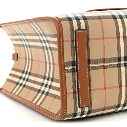 Burberry Canvas Vintage Check Calfskin Medium Freya Tote Briar Brown 10 of 13