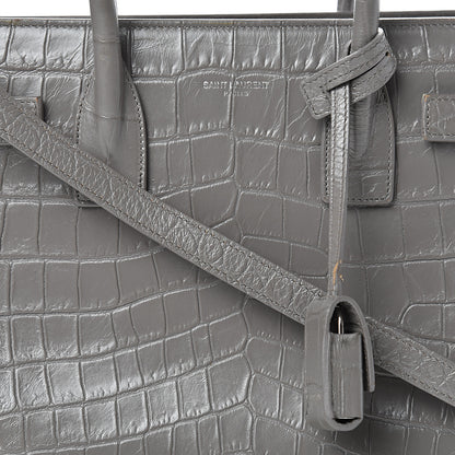 Saint Laurent Calfskin Crocodile Embossed Baby Sac De Jour Fog 7 of 23