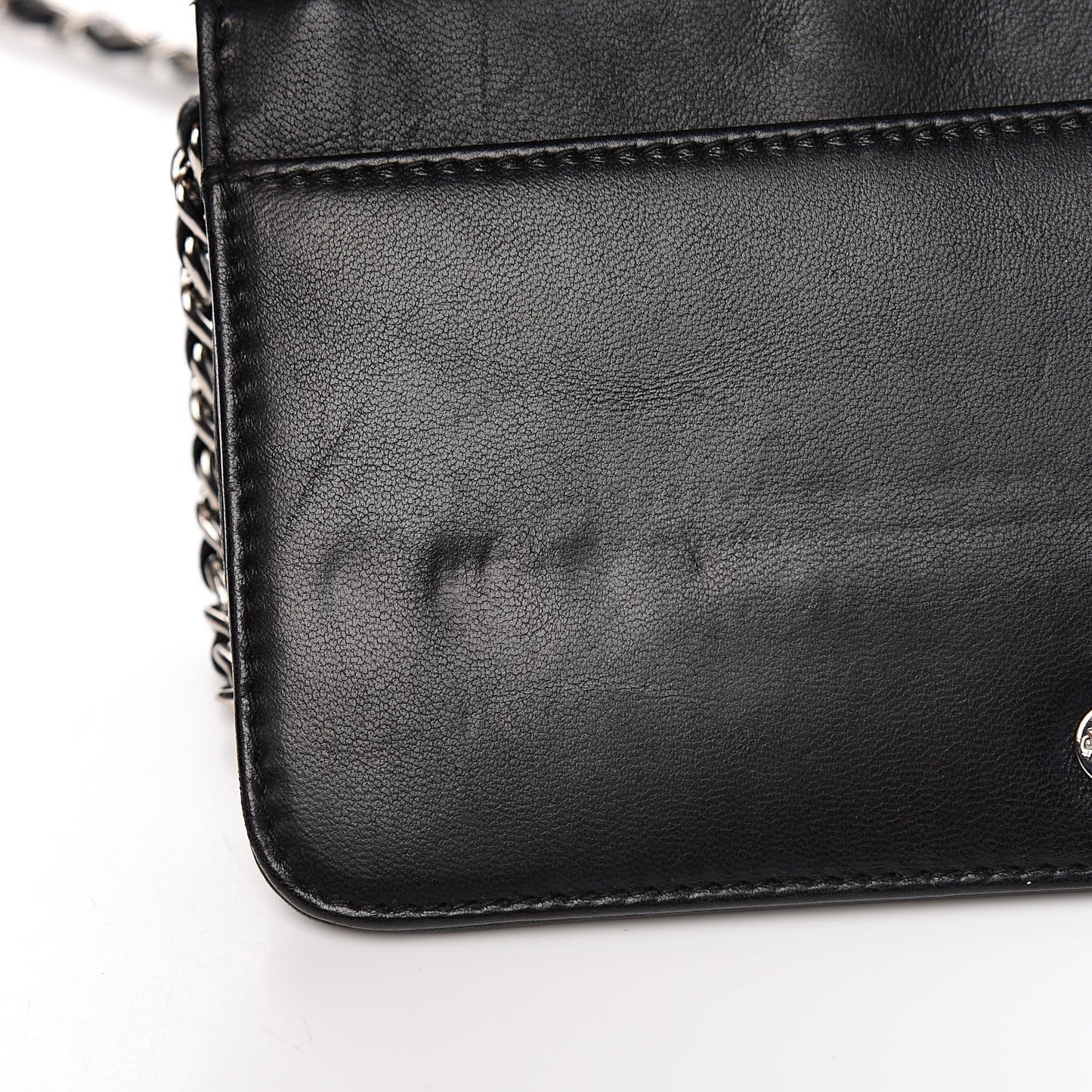 Lambskin Quilted Diamond CC Wallet On Chain WOC Black
