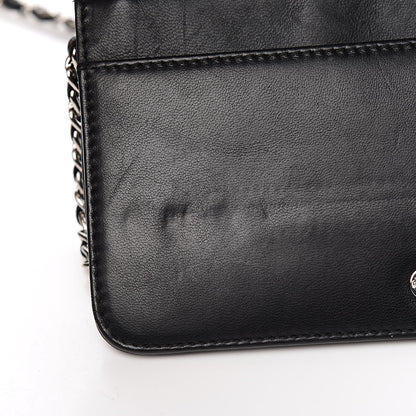 Chanel Lambskin Quilted Diamond CC Wallet On Chain WOC Black 9 of 13