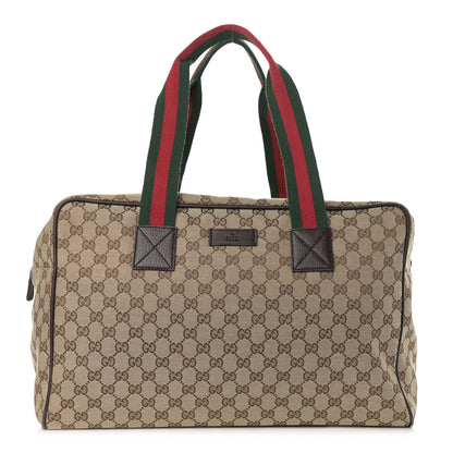 Gucci GG Monogram Web Medium Collapsible Carry On Duffle Beige Brown 1 of 12