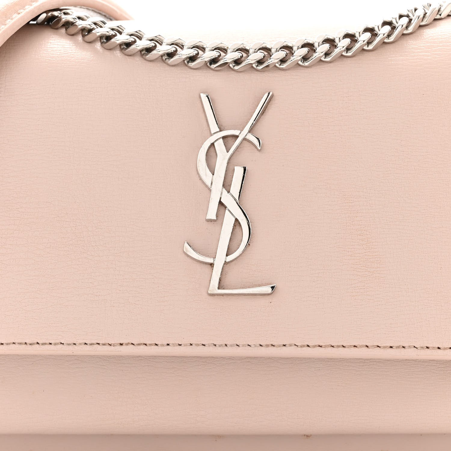 Saint Laurent Calfskin Monogram Sunset Chain Wallet Light Pink 7 of 17