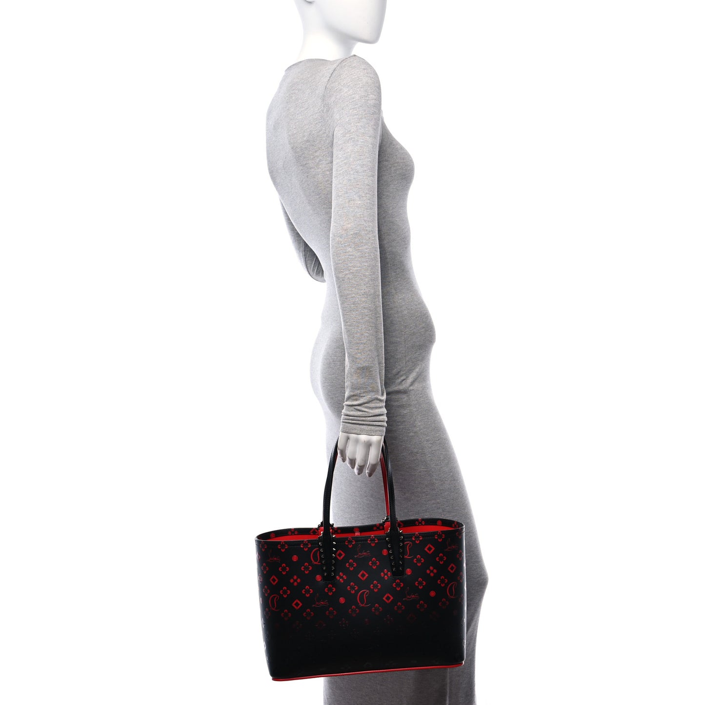 Perforated Calfskin Degrade Small Loubinthesky East West Cabata Tote Black Red