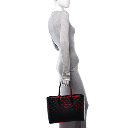 Christian Louboutin Perforated Calfskin Degrade Small Loubinthesky East West Cabata Tote Black Red 2 of 11
