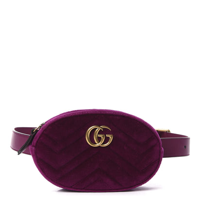 Gucci Velvet Matelasse GG Marmont Belt Bag 75 30 Fuchsia Violet Cyclamen 1 of 11