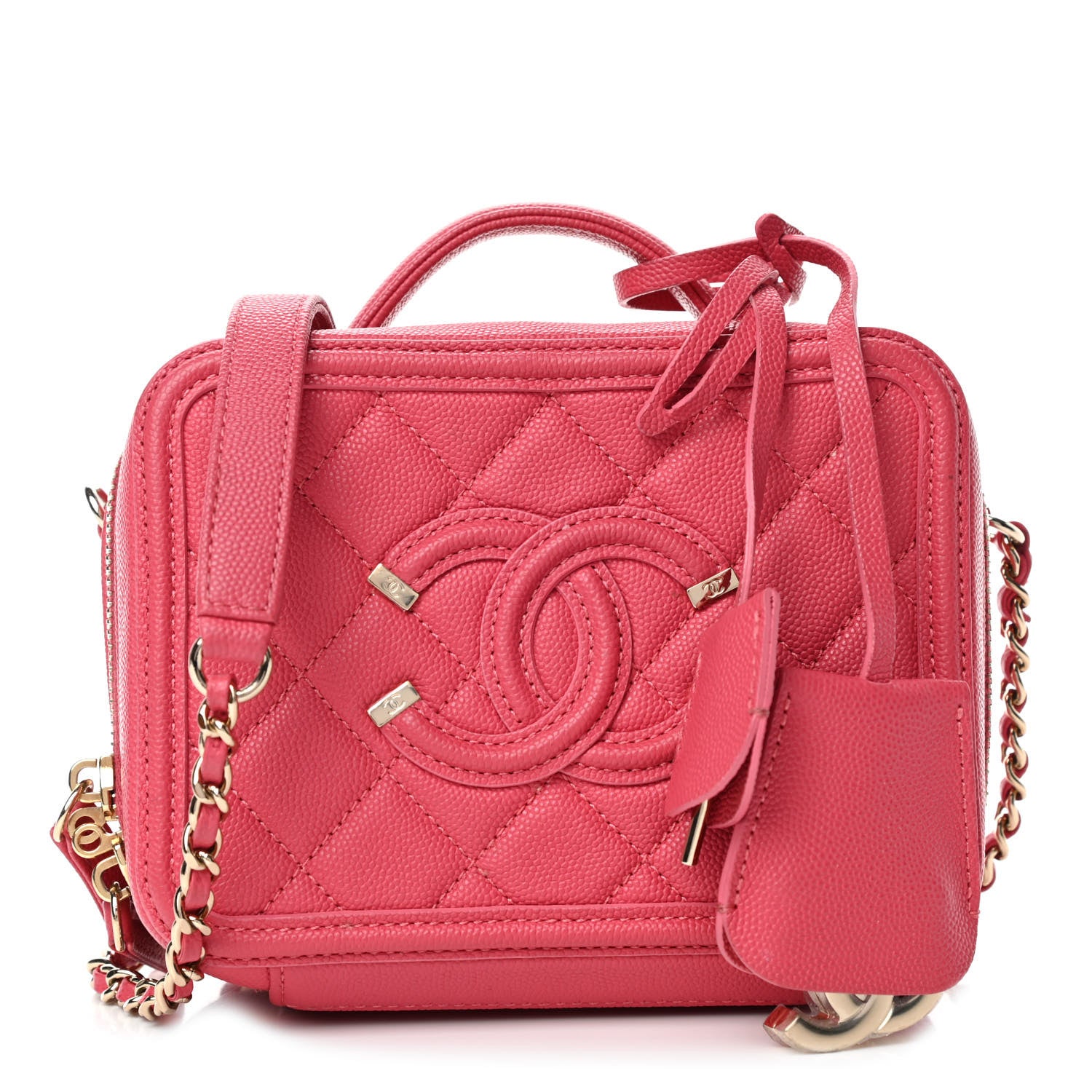 Chanel Caviar Quilted Small CC Filigree Vanity Case Pink 1 of 4
