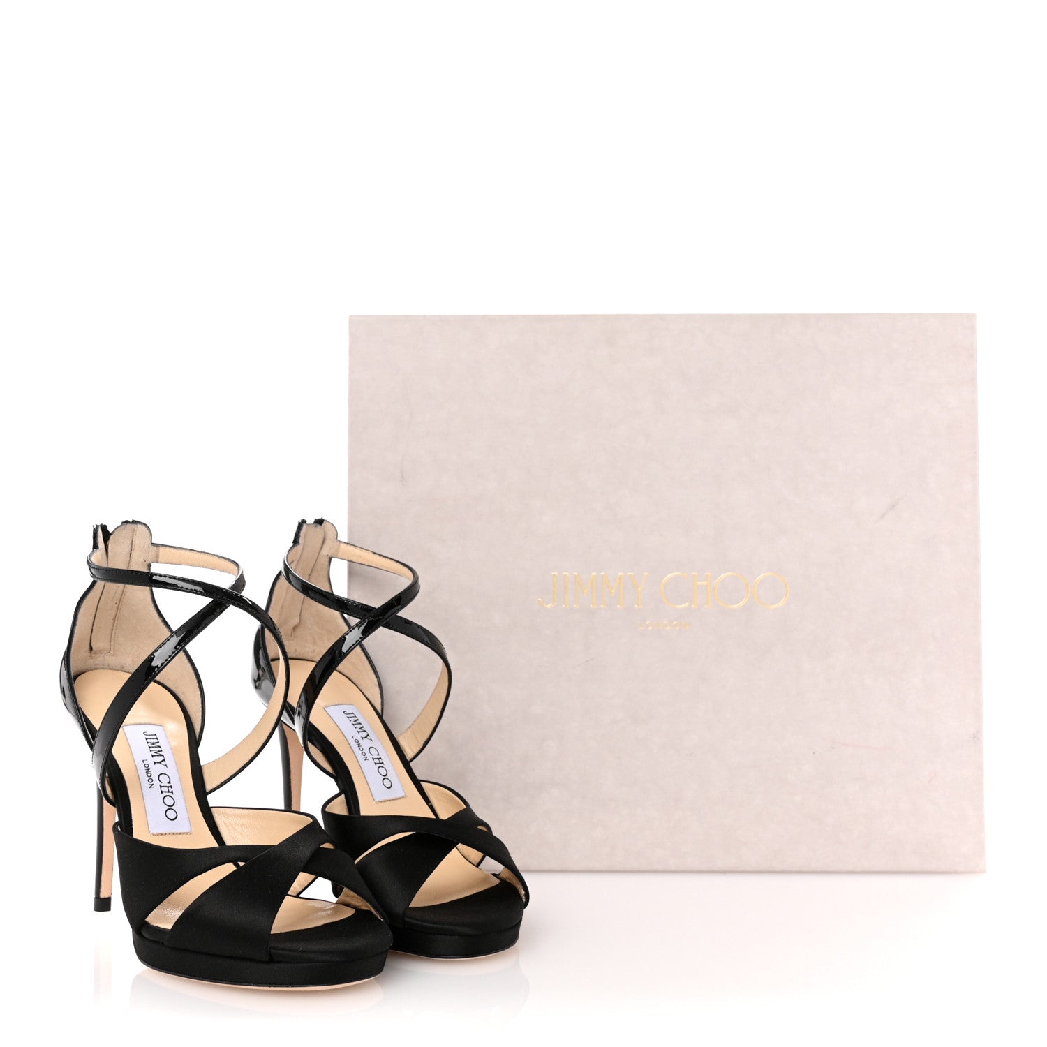 Jimmy Choo Satin Lorina 100 Sandals 35 Black 9 of 9