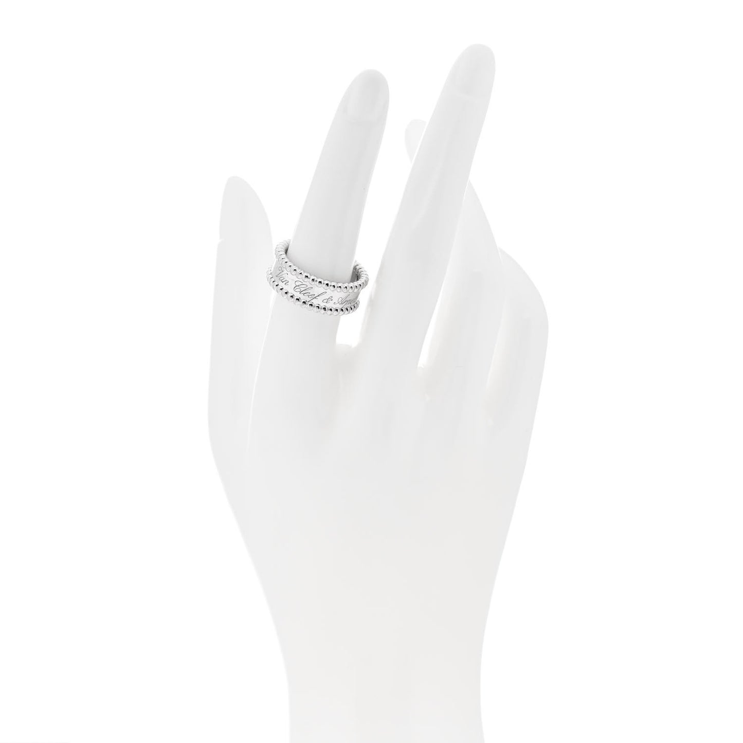 18K White Gold Perlee Signature Ring 55 7.25