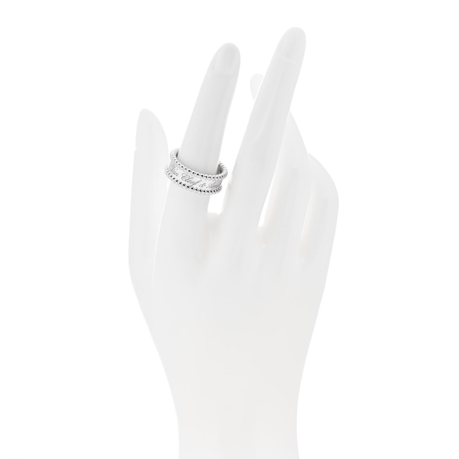 Van Cleef & Arpels 18K White Gold Perlee Signature Ring 55 7.25 2 of 5