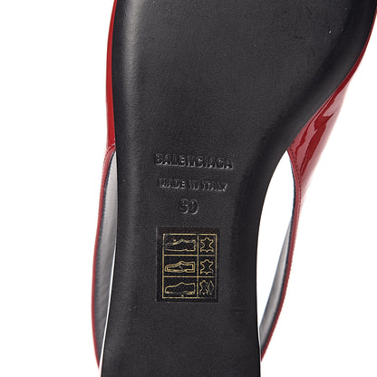 Balenciaga Patent BB Knife Pointy Toe Slingback Flats 39 Rouge Cardinal 7 of 9