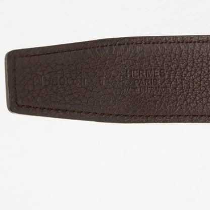 Hermes Box Togo 32mm H Belt 80 Black Chocolate 5 of 10
