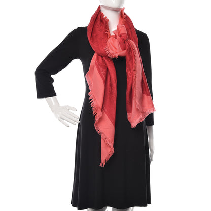 Louis Vuitton Silk Wool Monogram Arty Shawl Pink 2 of 4