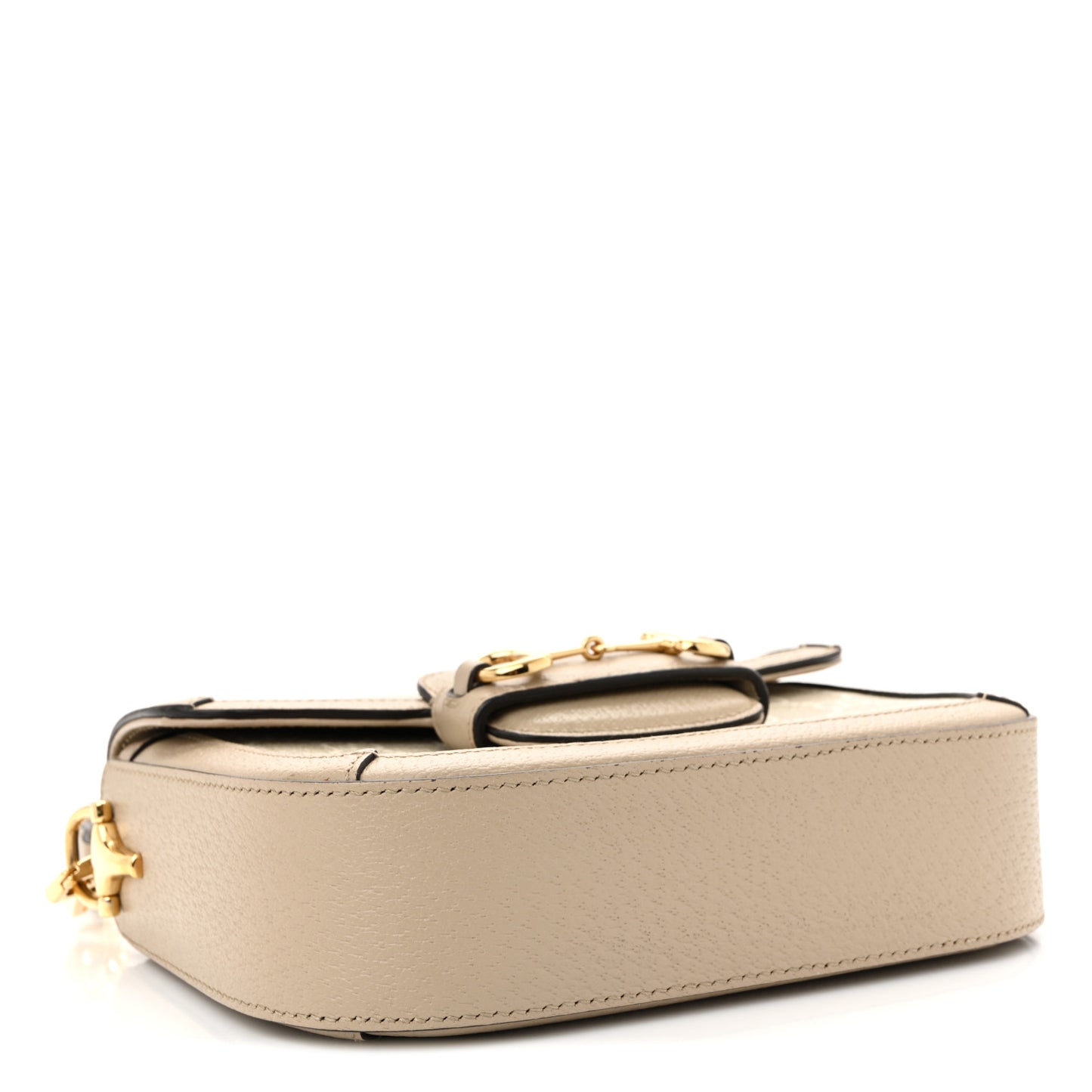GG Supreme Monogram Textured Dollar Calfskin Web Mini Horsebit 1955 Shoulder Bag Beige Mystic White Oatmeal